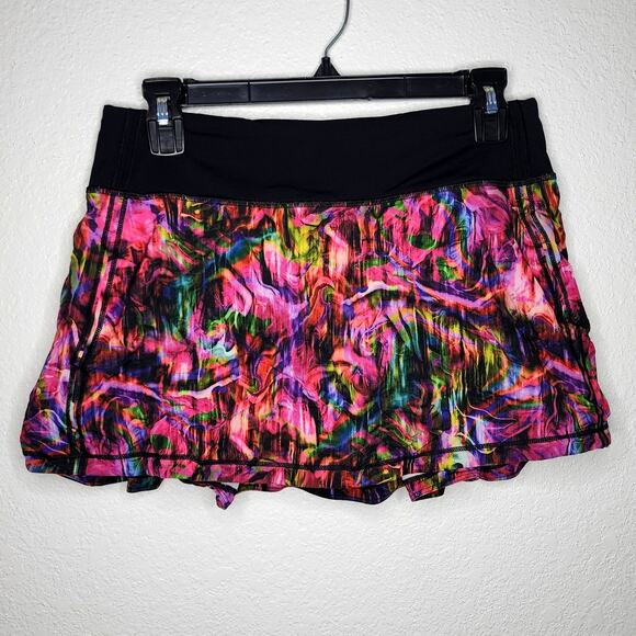 Lululemon Pace Rival Mid Rise Skirt Hyper Flow Pink Multi Black Luxtreme Swift - Picture 2 of 11